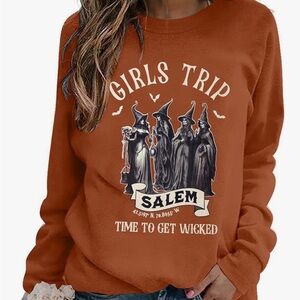 Girls Trip Salem "Time to Get Wicked" Rust Graphic Sweatshirt C134